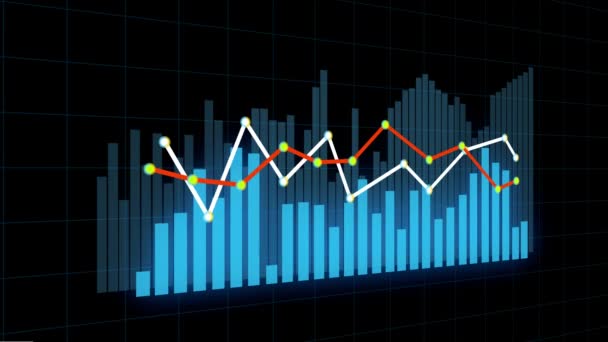 Gráfico de estoque financeiro 4K, gráfico de hud de tendência de dados de negócios, linha de nó econômico. — Vídeo de Stock