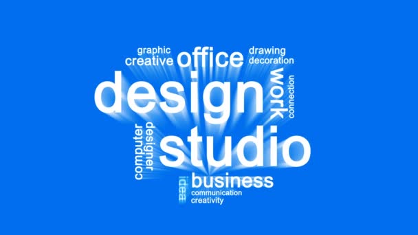 Design Studio Animovaný Word Cloud, Animace návrhu textu. — Stock video