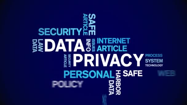 4k Data Privacy Animated Tag Word Cloud, Σχεδιασμός κειμένου. — Αρχείο Βίντεο