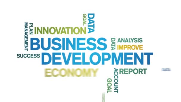 4k Business Development Animated Tag Word Cloud, Κείμενο κινούμενο σχέδιο χωρίς ραφή βρόχο. — Αρχείο Βίντεο