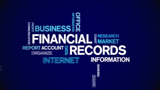 4k Financial Records Animált címke Word Cloud, Text Animation zökkenőmentes hurkot. — Stock videók