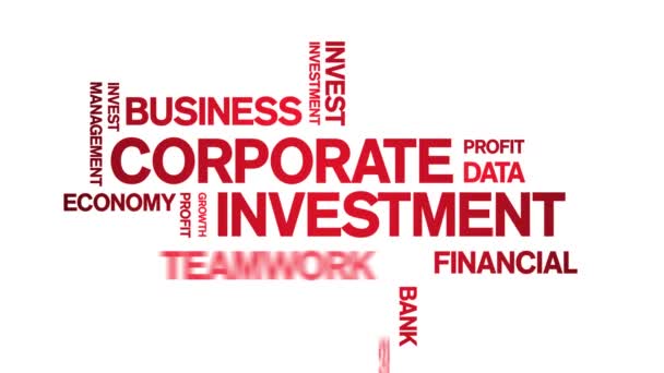 4k investimento corporativo animado Tag Word Cloud, loop sem costura de animação de texto. — Vídeo de Stock