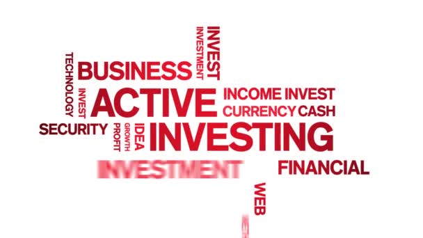 4k Active Investing Animado Tag Word Cloud, Design de texto de animação loop sem costura — Vídeo de Stock