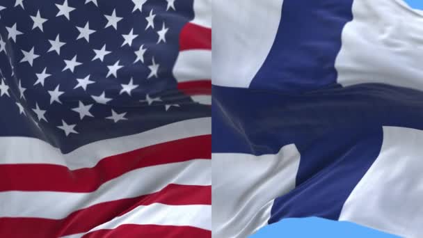 4k USA och Finland Nationell flagga sömlös bakgrund. — Stockvideo