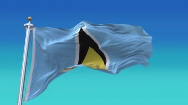4k St. Lucia Saint Lucia Ulusal bayrak kırışıklıkları Arkaplanda pürüzsüz rüzgar