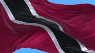 4k Trinidad ve Tobago Ulusal Bayrak kırışıklıkları Arkaplanda pürüzsüz rüzgar.