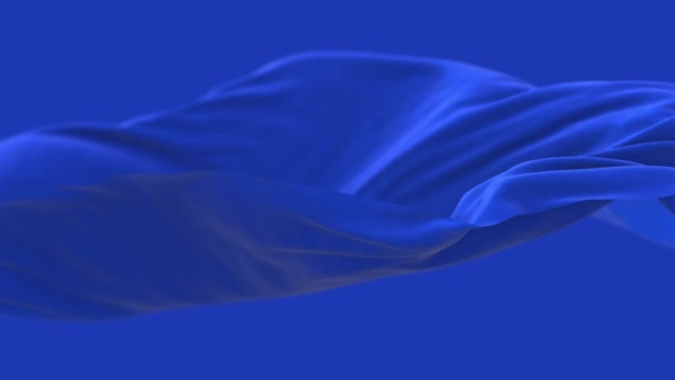 4k bleu ondulé tissu de soie flottant vent, sans couture agitant drapeau toile de fond. — Video