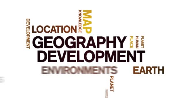 Geography Development Animated Tag Word Cloud,Text Animation seamless loop. — Stock video