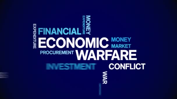 Ekonomisk krigföring Animerad Tag Word Cloud, Text Design Animation sömlös loop. — Stockvideo
