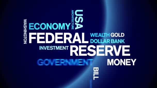 Federal Reserve Animated Tag Word Cloud, Κείμενο Σχεδιασμός Animation αδιάλειπτη βρόχο. — Αρχείο Βίντεο