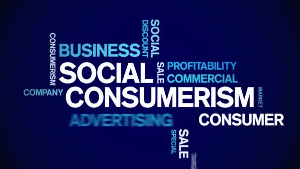 Social Consumerism Animated Tag Word Cloud, Tekstontwerp Animatie naadloze lus. — Stockvideo