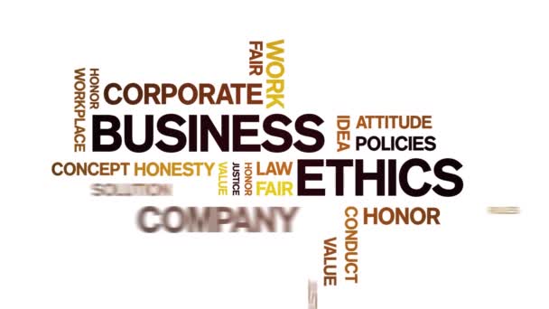 4k Business Ethics Animated Tag Word Cloud, Text Animation Design bezešvé smyčky. — Stock video