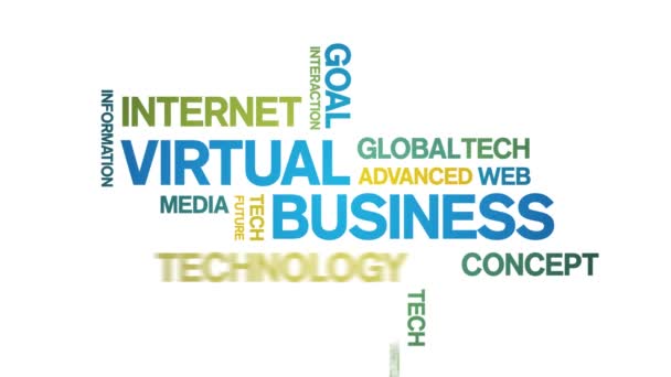 4k Virtual Business Animated Tag Word Cloud, Conception de texte Animation boucle transparente — Video