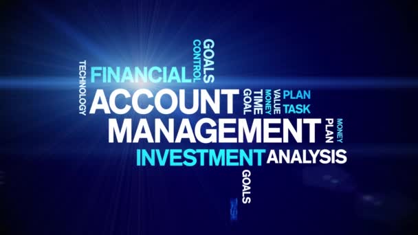 4k Account Management Animált címke Word Cloud, Text Animation zökkenőmentes hurkot. — Stock videók