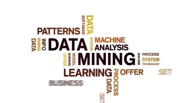 4k Data Mining Animato Tag Word Cloud, Progettazione del testo Big Data Ciclo di animazione. — Video Stock