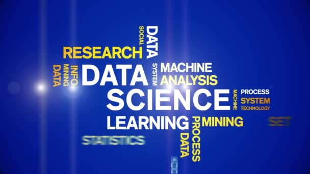 4k Data Science Animated Tag Word Cloud, Conception de texte Animation boucle transparente. — Video