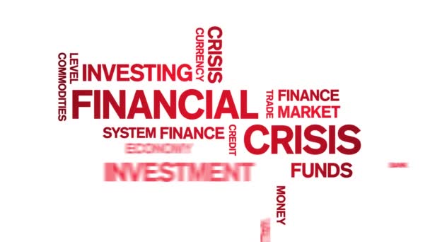 4k Financial Crisis Animated Tag Word Cloud, Conception de texte Animation boucle transparente — Video