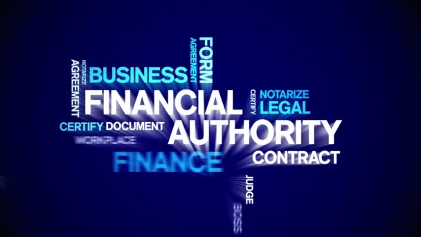 4k Financial Authority Animated Tag Word Cloud, Text Animation sömlös loop. — Stockvideo