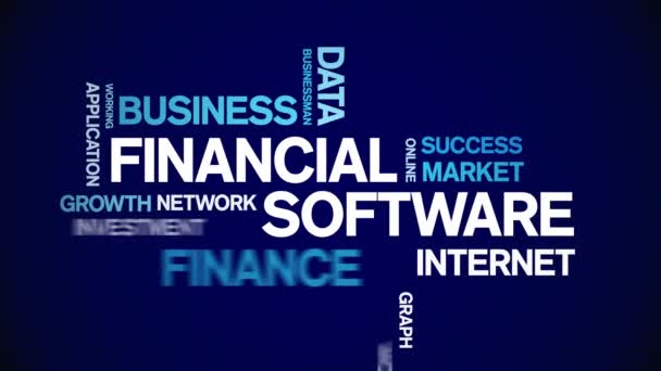 4k Financial Software Animated Tag Word Cloud, Szöveg animáció zökkenőmentes hurkot. — Stock videók