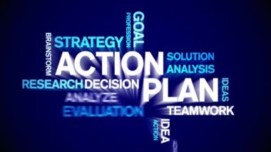 Eylem Planı Animasyon Etiket Sözcük Bulutu, Metin Tasarımı Animasyonsuz döngü.