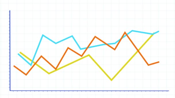 Финансовый график 4 тысячи, тенденция бизнес-данных Hud Graph, линия экономических узлов. — стоковое видео