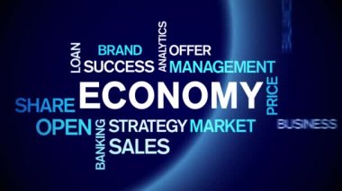 4k Ekonomi Canlandırılmış Etiket Kelime Bulutu, Metin Tasarımı Animasyon tipografi döngüsü.