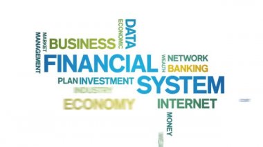 4k Finansal Sistem Canlandırılmış Etiket Kelime Bulutu, Metin Tasarım Animasyonsuz Döngü