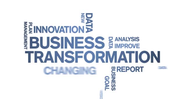 4k Business Transformation Animado Tag Word Cloud, loop sem costura de animação de texto — Vídeo de Stock