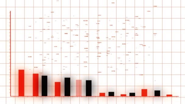 Gráfico 4k HUD, Datos financieros y diagramas que muestran una disminución en los beneficios. — Vídeo de stock