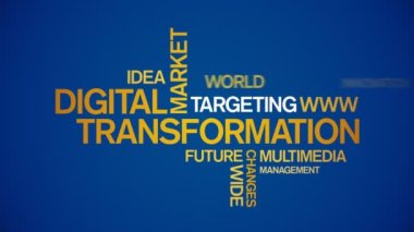 4k Dijital Dönüşüm Animasyon Sözcük Bulutu, Metin Tasarım Animasyonu Typogra