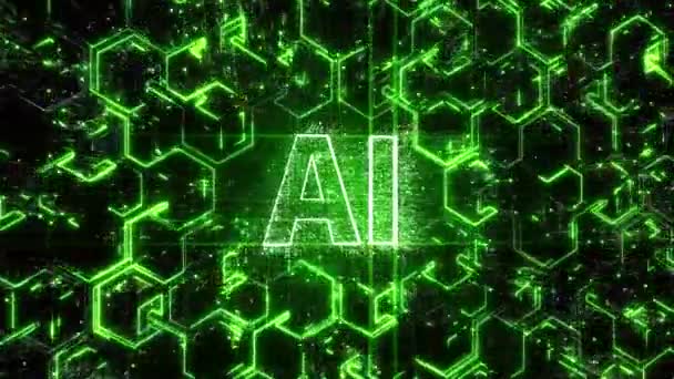 4k AI Inteligencia Artificial Circuito cerebral, Matriz de texto de código informático binario. — Vídeo de stock