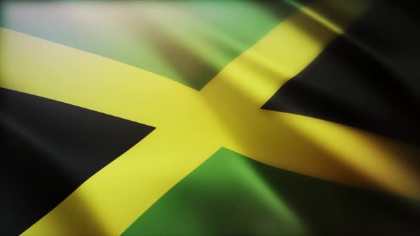 4k Jamaica National flagga rynkor vind i Jamaican sömlös loop bakgrund. — Stockvideo