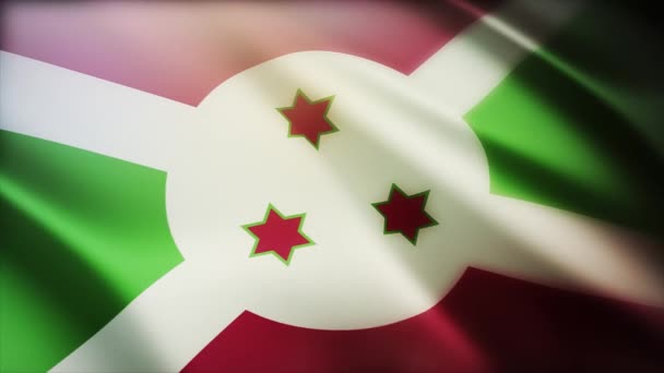 4k Burundi Bandiera nazionale rughe vento in Burundi senza soluzione di continuità loop sfondo. — Video Stock