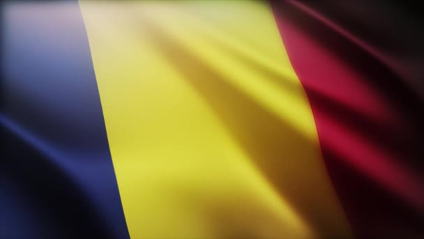 ( 영어 ) 4k Chad National flag wrinkles wind in Chadian seamless loop background. — 비디오