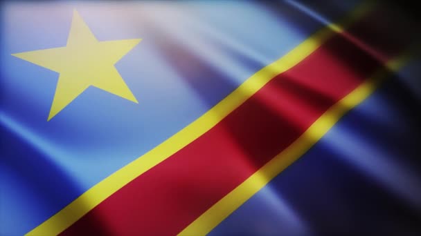 4k República Democrática do Congo Bandeira nacional Kinshasa sem costura fundo. — Vídeo de Stock