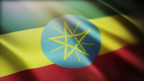4k Etiopía La bandera nacional arruga el viento en el fondo del bucle sin costuras de Etiopía. — Vídeos de Stock