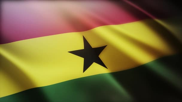 4k Ghana Nationalflagge Falten Wind in ghanaischen nahtlosen Schleife Hintergrund. — Stockvideo