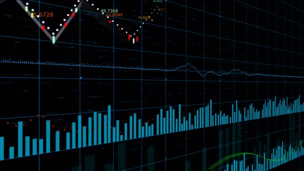 4k Datos financieros y diagramas que muestran un aumento constante de los beneficios, Economía bac — Vídeo de stock