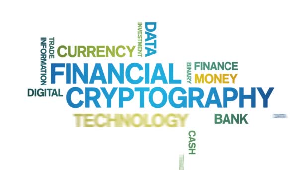 4k Financial Cryptography Animated Tag Word Cloud,Text Animation seamless loop. — Stock Video