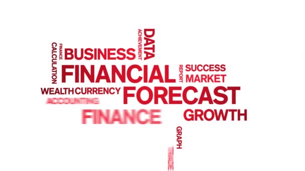 4k Financial Forecast Animated Tag Word Cloud, Text Animation nahtlose Schleife. — Stockvideo