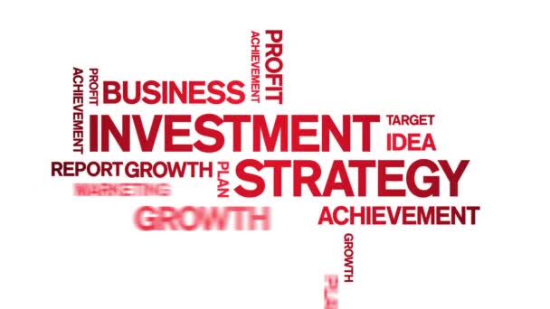 4k Investment Strategy Animated Tag Word Cloud, Text Animation nahtlose Schleife. — Stockvideo