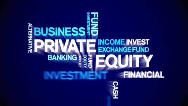 4k Private Equity Animated Tag Word Cloud, loop sem costura de animação de design de texto. — Vídeo de Stock