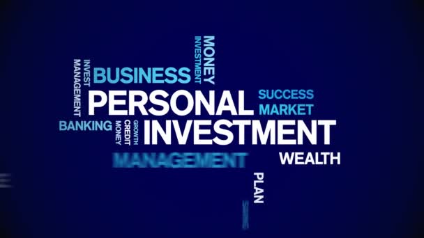 Personal Investment Animated Tag Word Cloud Tekst Ontwerp Animatie Typografie — Stockvideo