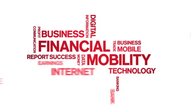 4k Financial Mobility Animated Tag Word Cloud, Textanimation nahtlose Schleife. — Stockvideo