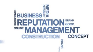 İtibar Yönetimi animasyon kelime bulutu, animasyon tipografisi kusursuz döngü.