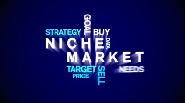 Niche Market Canlandırılmış Etiket Kelime Bulutu, Metin Tasarım Animasyonsuz Döngü.