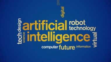 4k Yapay Zeka Canlandırılmış Etiket AI Kelime Bulutu, Metin Tasarım Canlandırması.