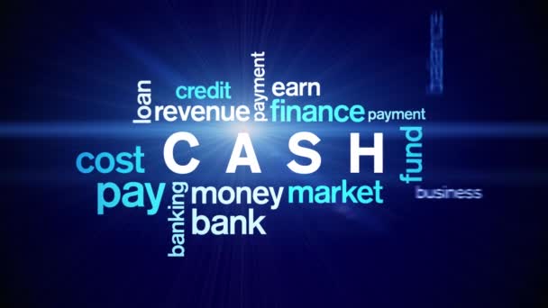 4k Cash Animated Tag Word Cloud, Text Design Animation Typografie nahtlose Schleife. — Stockvideo