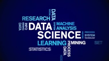 4k Veri Bilimi Canlandırılmış Etiket Kelime Bulutu, Metin Tasarım Animasyonsuz Döngü.