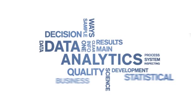 4k Data Analytics Animated Tag Word Cloud, Tekst Ontwerp Animatie naadloze lus. — Stockvideo